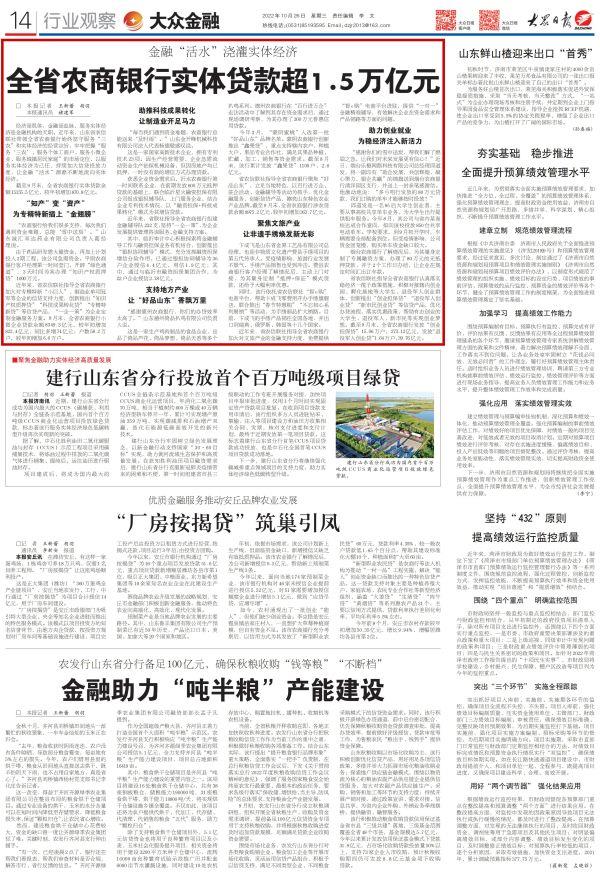 大众日报-10.26-14-全省农商银行实体贷款超1.5万亿元_00